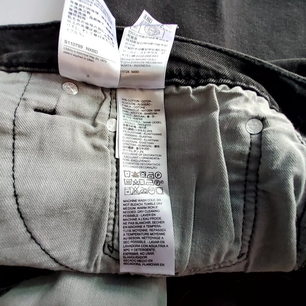 Levis 412 Slim Stretch Black Denim Shorts 9" Inseam Eco Performance Mens Size 40 - Picture 13 of 15